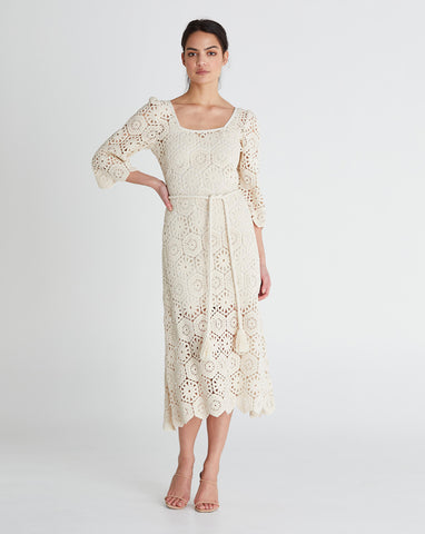 LUNA CROCHET MIDI DRESS - CREAM | WE ARE KINDRED