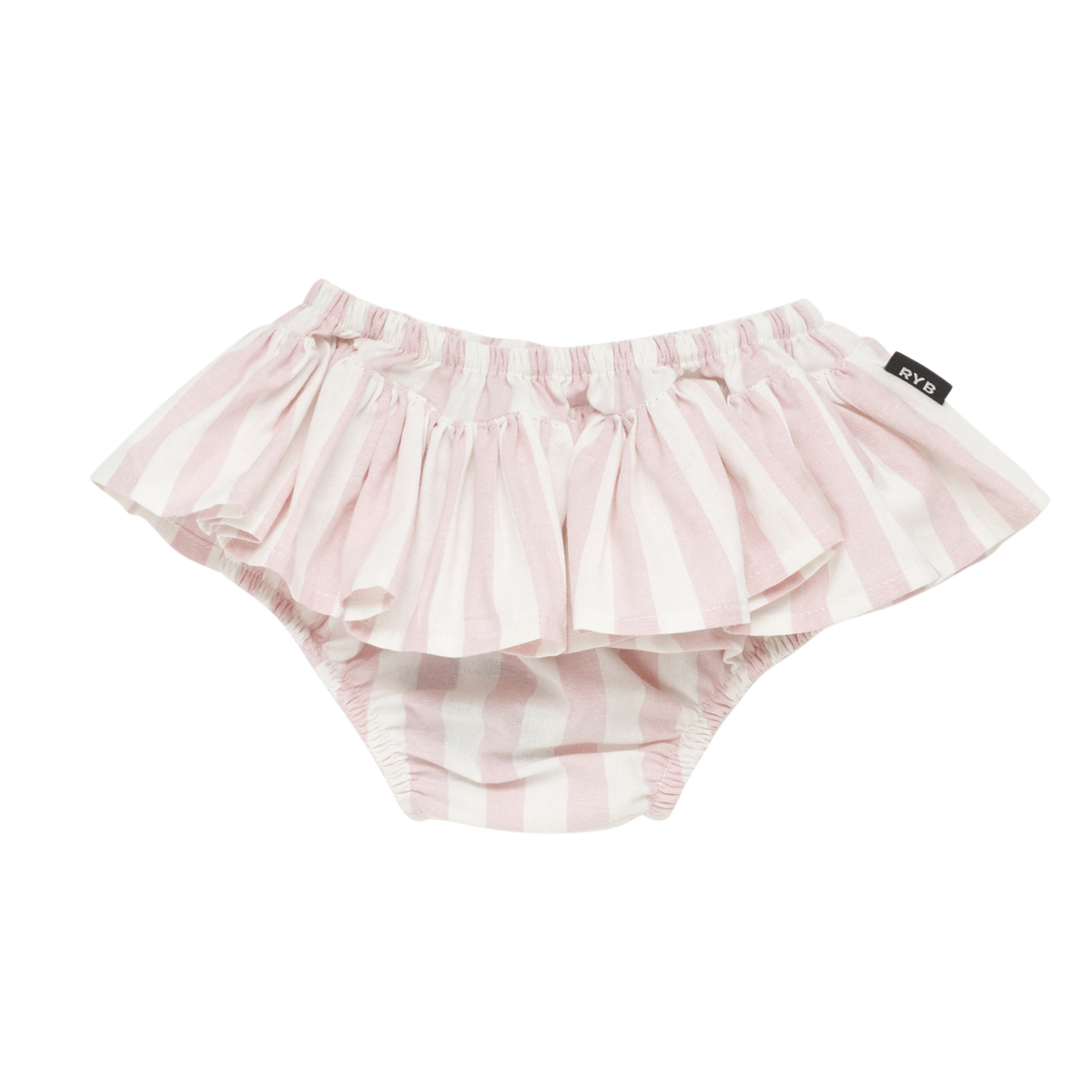 GIRLS STRIPE RUFFLE PANT |  LIGHT PINK AND WHITE | ROCK YOUR BABY | MELLIE & ME - Mellie & Me